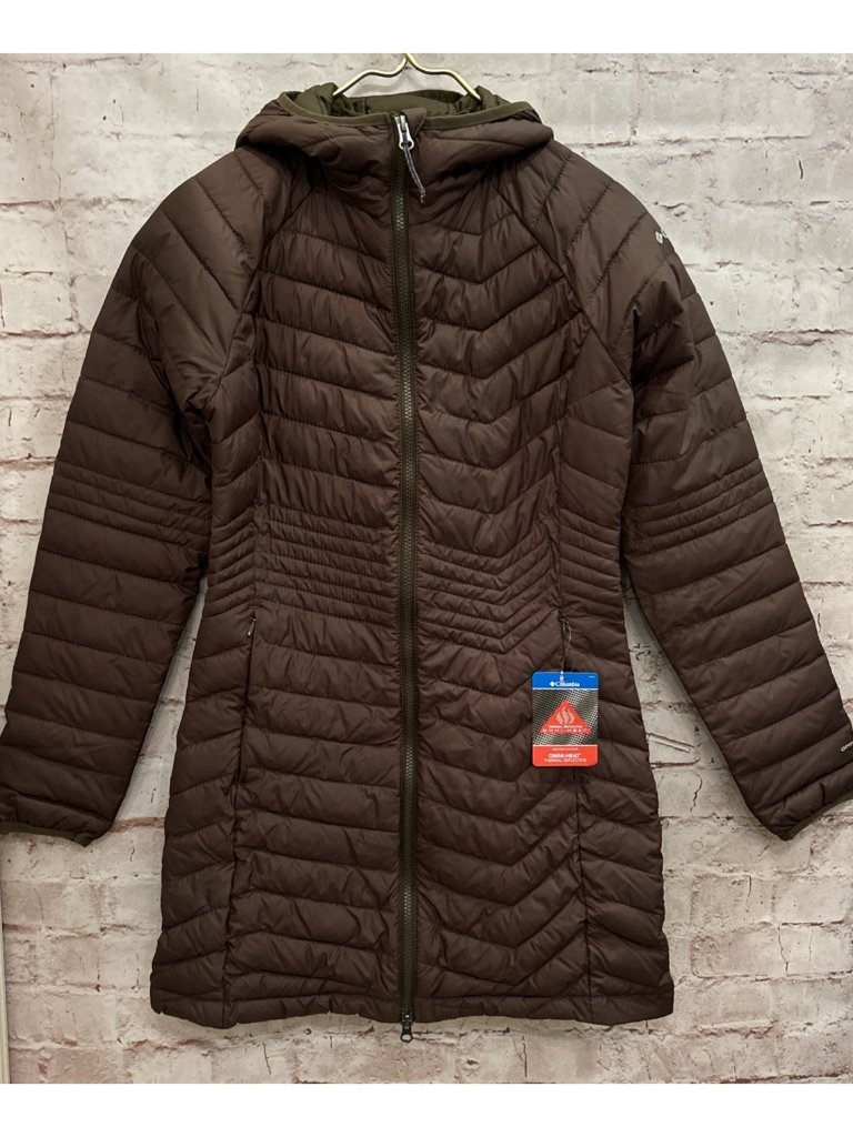 Columbia Powder Lite Mid Jacket Hooded Omni-Heat Puffer Coat Brown Size S New